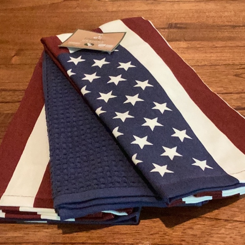 American Flag Themed Kitchen Towels -set of 3 towels